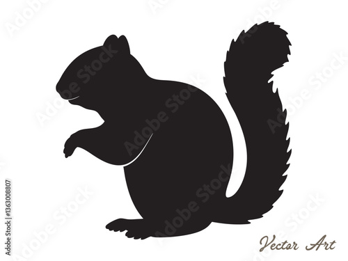 Chipmunk silhouette vector art illustration on white background