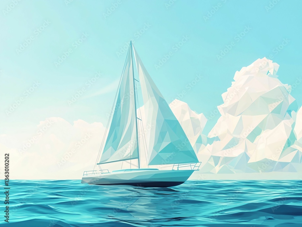 Fototapeta premium Low Poly Sailboat