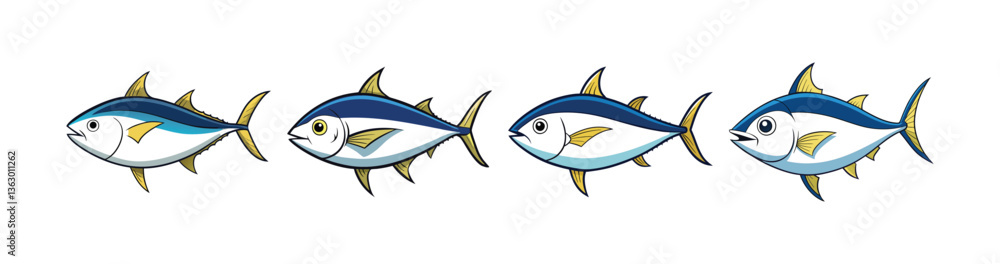 Naklejka premium Set of Realistic Tuna Fish Illustration with Vibrant Colors