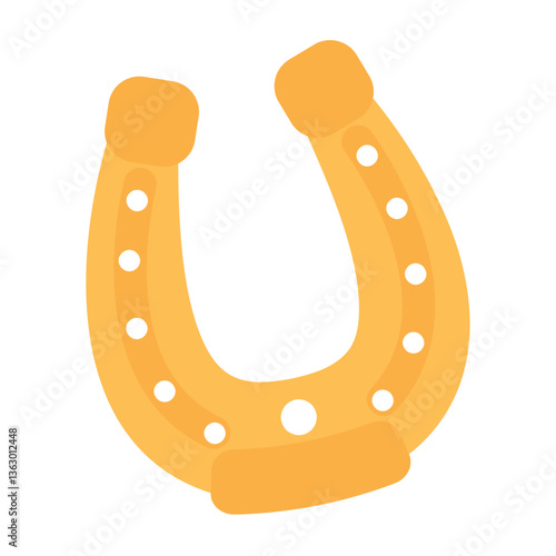 Golden horseshoe icon symbolizing luck. Vector