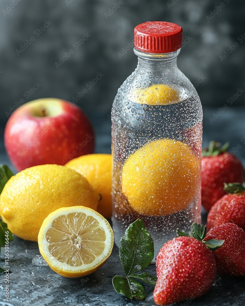 Refreshing Summer Drink with Lemons and Strawberries Refreshing Summer Drink with Lemons and Strawberries
