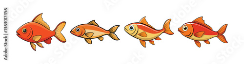 Set of Colorful Western Saltfish Illustration with Realistic Features