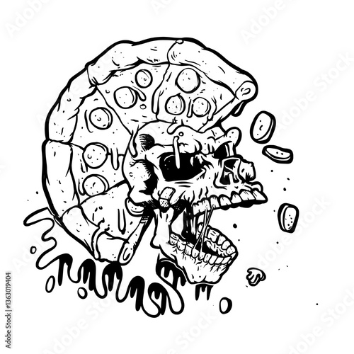 Pizza Skull Pumk Vector Illustration