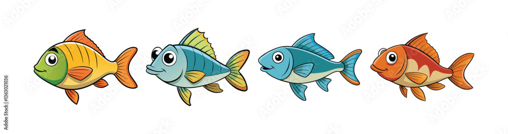 Naklejka premium Set of Stunning Realistic Willow Reef Fish Art