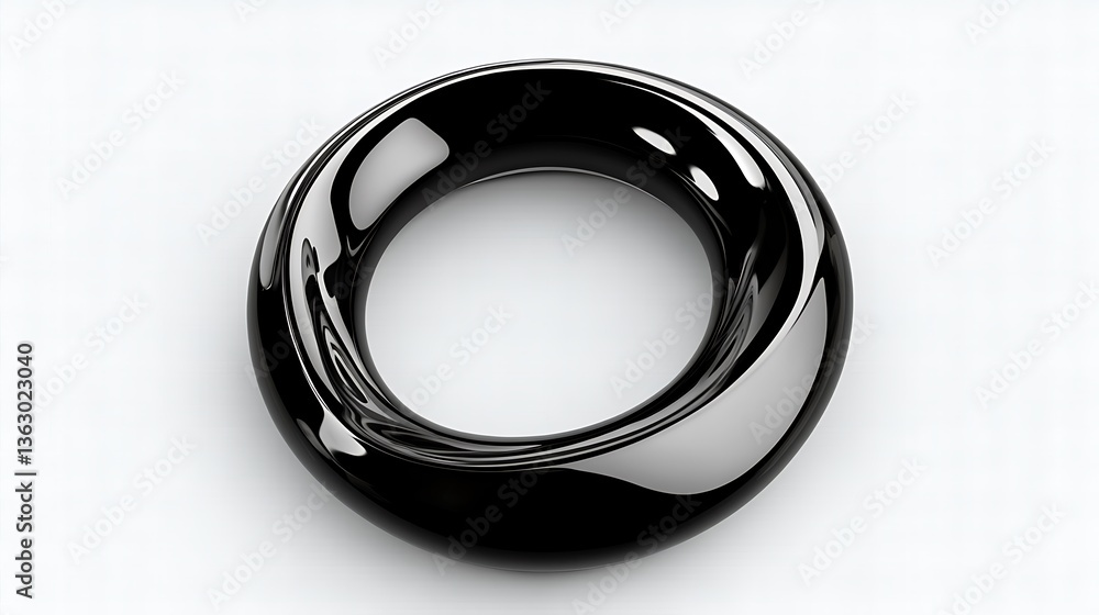 Sleek Black Torus 3D Render: Minimalist Design on Neutral Background AI Generated Sleek Black Torus 3D Render: Minimalist Design on Neutral Background AI Generated