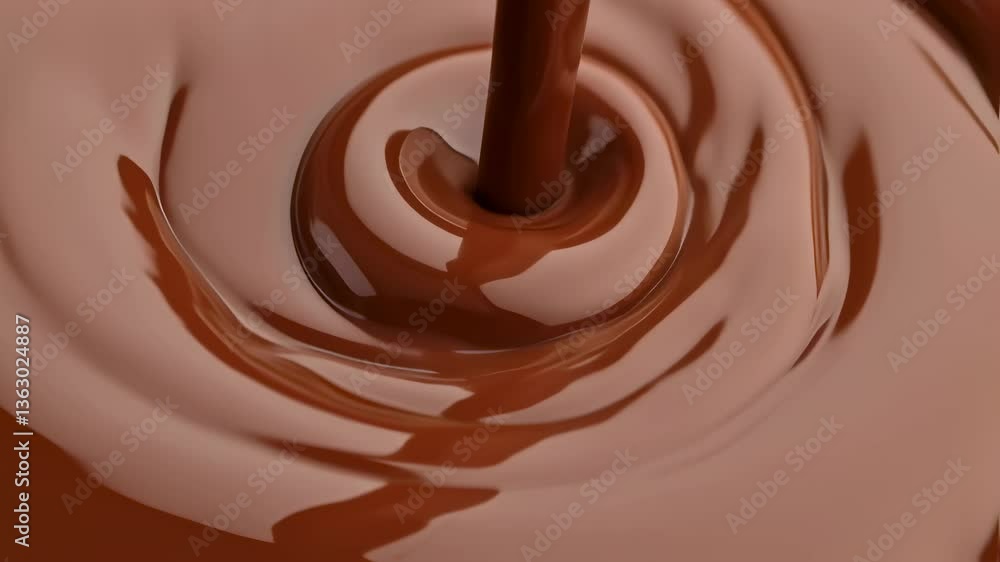 Melted chocolate dripping. Macro shot.