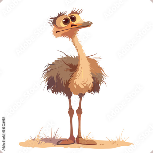 Flat vector illustration of ostriche on the white background. Vector EPS 10