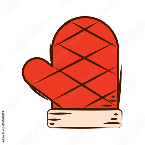 Red oven mitt icon. Vector