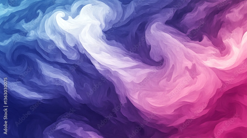 Obraz premium Abstract Digital Painting: Swirling Blues, Pinks, and Whites AI Generated