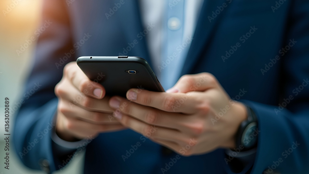 Businessman Using Smartphone for Digital Wallet Payments: Mobile Banking Transactions, Blockchain Technology, and Global Online Business Solutions Businessman Using Smartphone for Digital Wallet Payments: Mobile Banking Transactions, Blockchain Technology, and Global Online Business Solutions