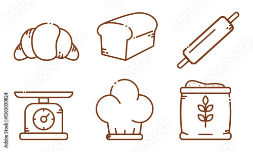 Simple bread icon set. Vector