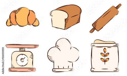 Hand drawn bakery items. Vector
