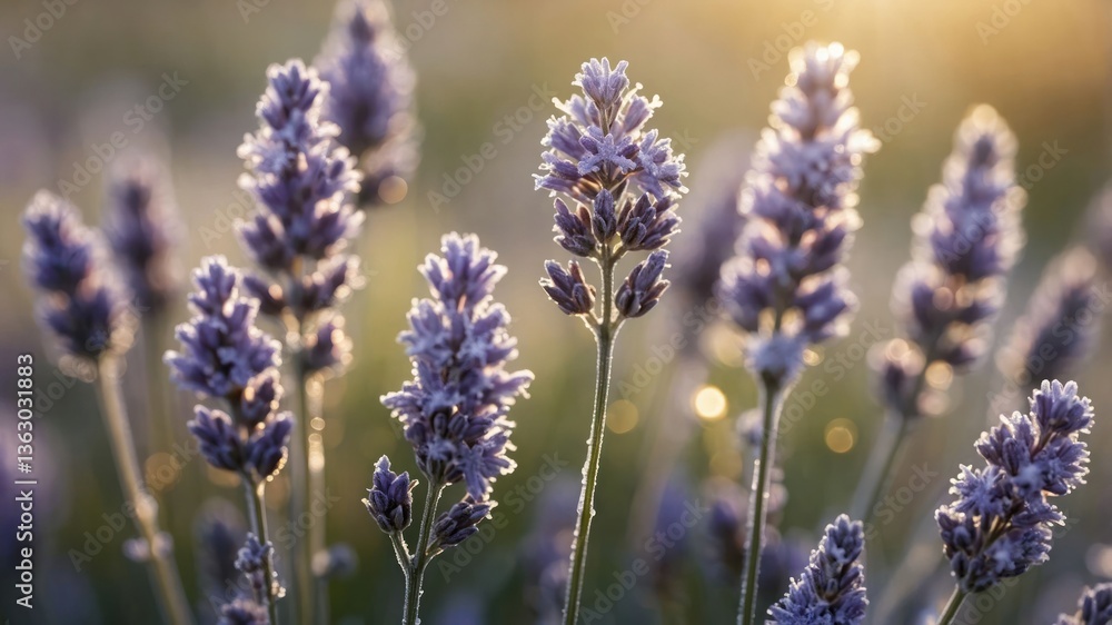 Close-up of lavender flowers in soft sunlight, showcasing their beauty and tranquility. Close-up of lavender flowers in soft sunlight, showcasing their beauty and tranquility.