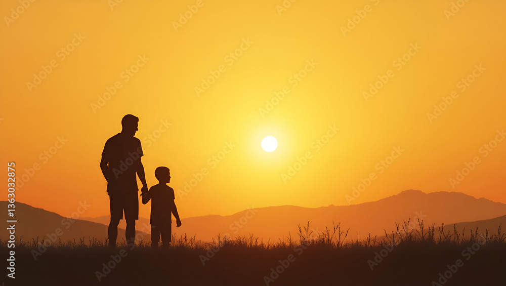 Inspirational Father and Son Silhouette: A Symbol of Hope and Family Bond for Future Success Inspirational Father and Son Silhouette: A Symbol of Hope and Family Bond for Future Success