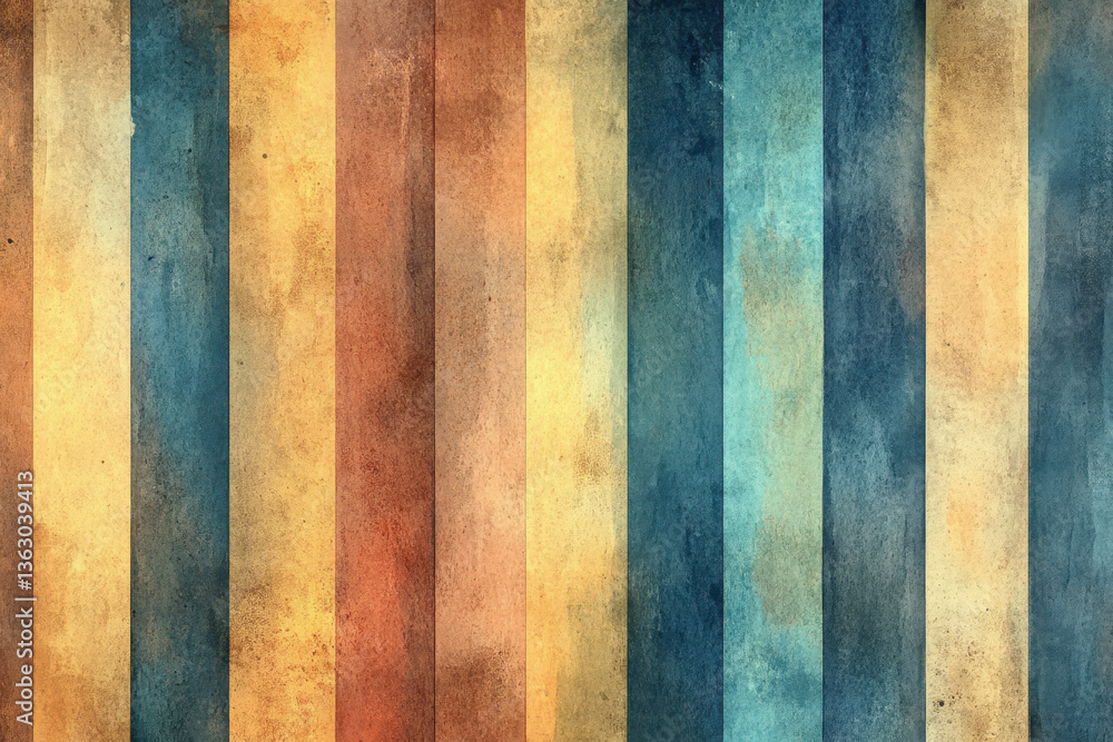 Fototapeta premium Colorful striped background: blue, yellow, and brown stripes.