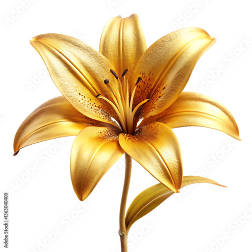 golden lily flower isolated on white background PNG.AI GENERATED photo