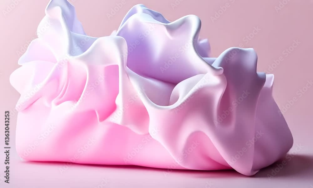 Abstract Flowing Fabric Sculpture in Soft Light Pink Studio Setting Abstract Flowing Fabric Sculpture in Soft Light Pink Studio Setting