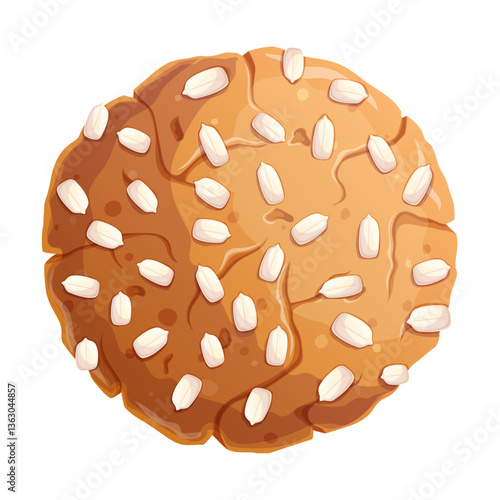 Delicious oatmeal cookies decorated with chocolate close-up. The concept of confectionery, cakes, pastries, cooking, confectionery. Isolated vector illustration for the design of menus, banners