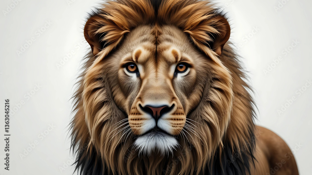 Fototapeta premium Majestic lion portrait african savannah wildlife photography natural habitat close-up view animal kingdom beauty
