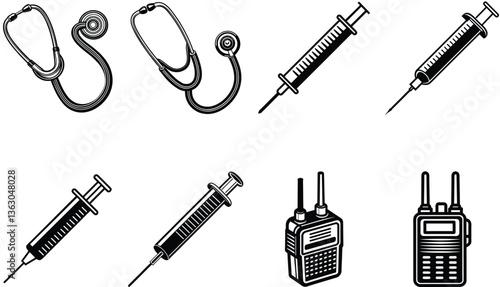 Vector illustration of a set of nurse equipment 