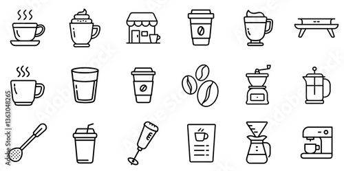 "Coffee Line Icon Representing Hot Beverages, Café Culture, and Morning Routines in a Clean and Minimal Linear Style"