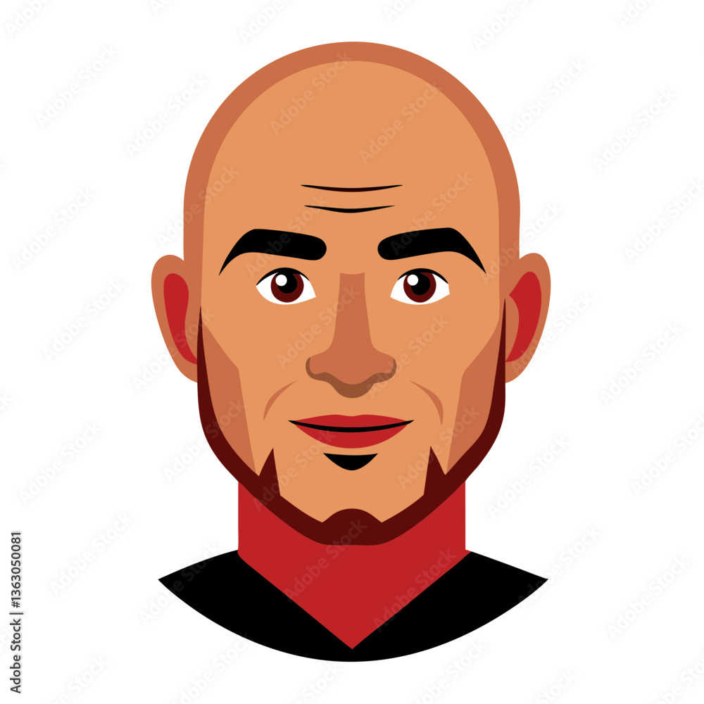 a cartoon illustration of a smiling man with a bald head and a small beard, with a minimalist design and modern style. This graphic image showcases a simple yet expressive portrayal of a man a cartoon illustration of a smiling man with a bald head and a small beard, with a minimalist design and modern style. This graphic image showcases a simple yet expressive portrayal of a man