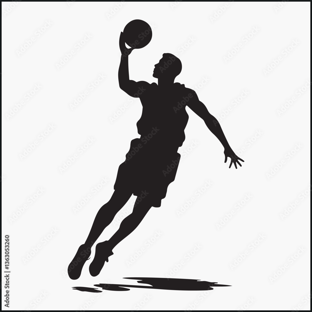 player in action with ball silhouette player in action with ball silhouette