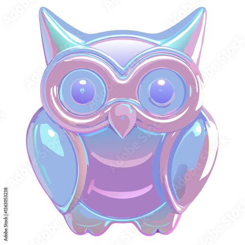 a shiny, iridescent owl figurine with large, captivating eyes vector illustration
