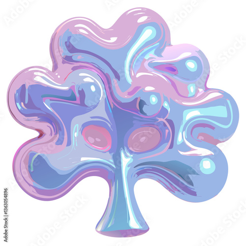 abstract glossy tree shaped in unique colors with smooth surface. it presents an element of modernity and art vector illustration