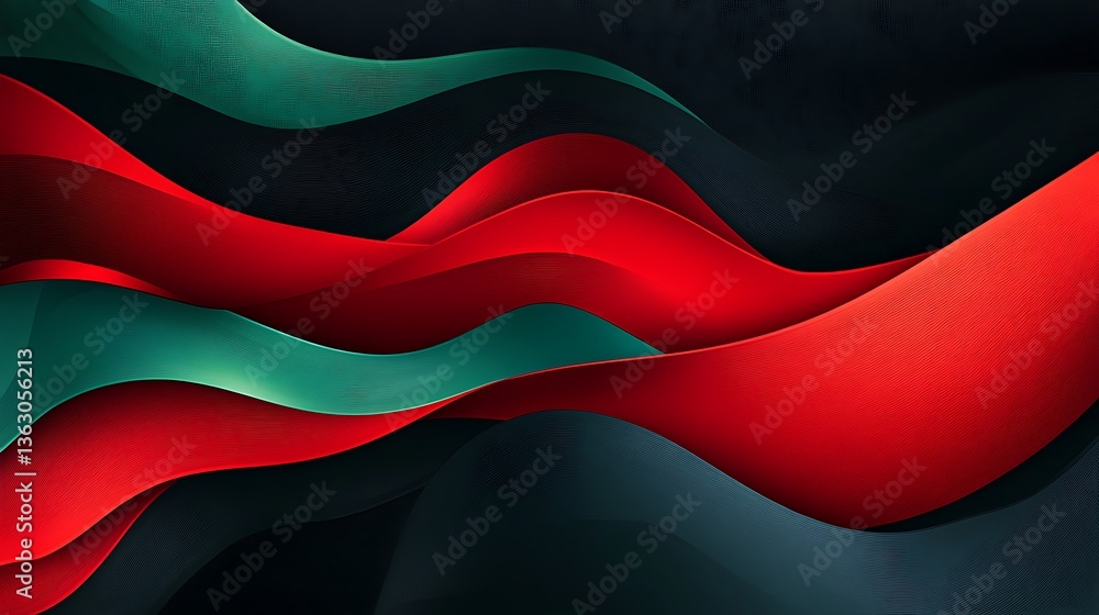 Naklejka premium Fluid Red and Teal Abstract 3D Render AI Generated