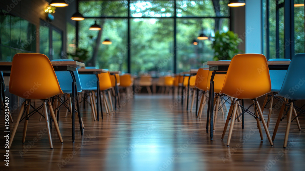 A blurred background of a hospital cafeteria, tables and chairs slightly out of focus A blurred background of a hospital cafeteria, tables and chairs slightly out of focus