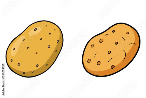  Potatoes Cartoon Illustration Food Vegetable Drawing Vector Illustration