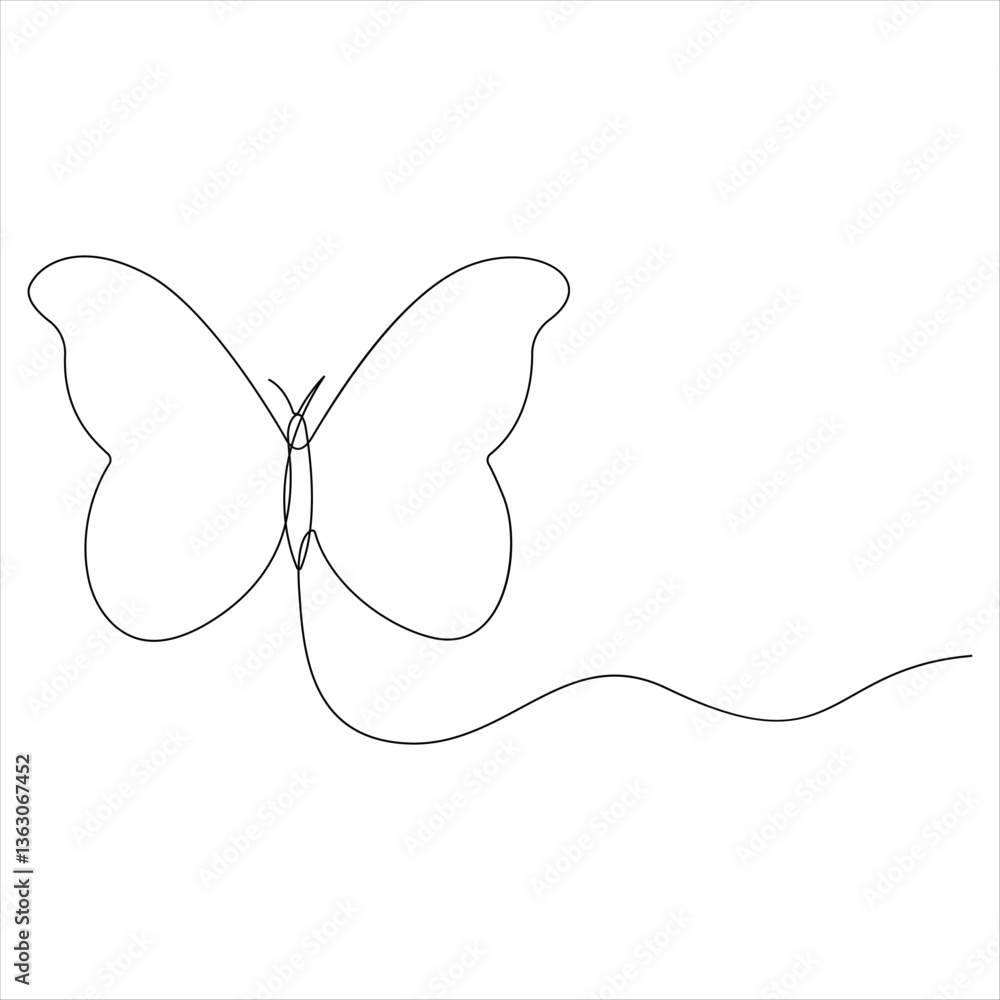 Butterfly in One continuous line drawing vector illustration Butterfly in One continuous line drawing vector illustration
