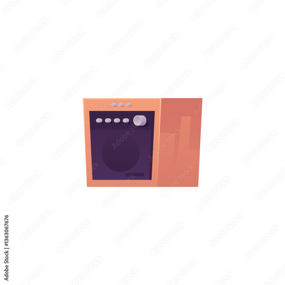 Fototapeta premium Vector flat illustration of wooden audio speaker, isolated background.