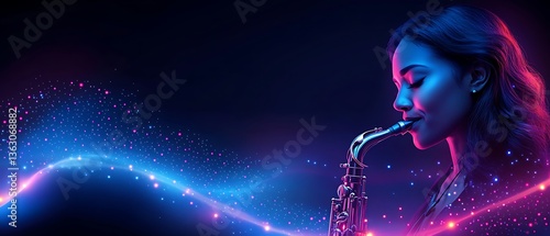 Saxophonist Neon Lights Music.