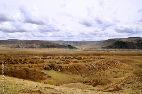 beautiful landscape of the mountains around tagong, sichuan tibetan area