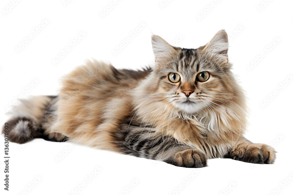 Siberian Cat: A Beautiful and Playful Long-Haired Breed Isolated on Transparent Background Siberian Cat: A Beautiful and Playful Long-Haired Breed Isolated on Transparent Background