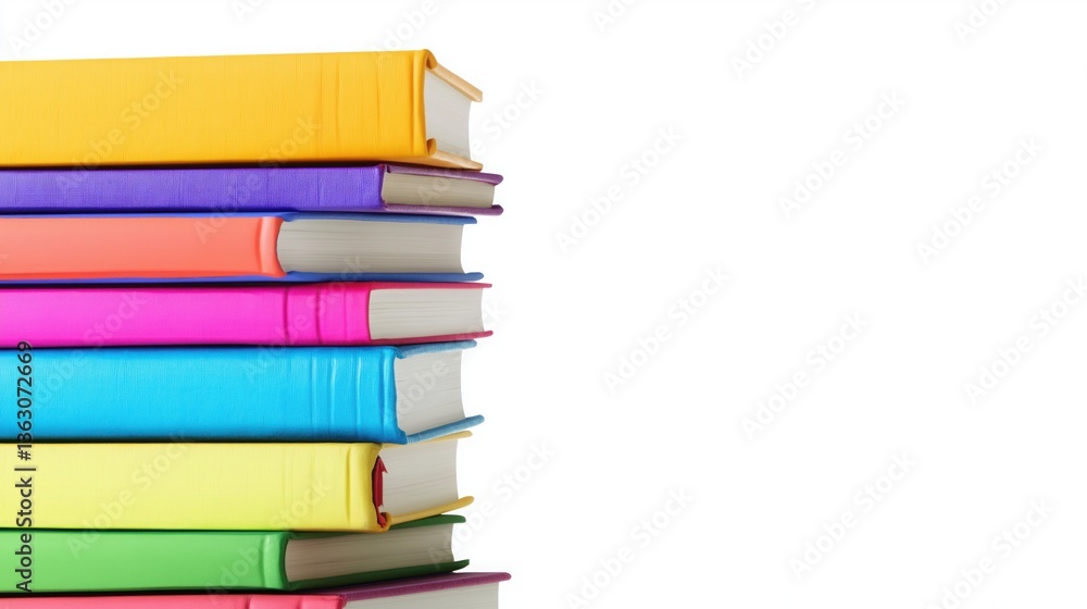 Fototapeta premium colorful books stack on whie background