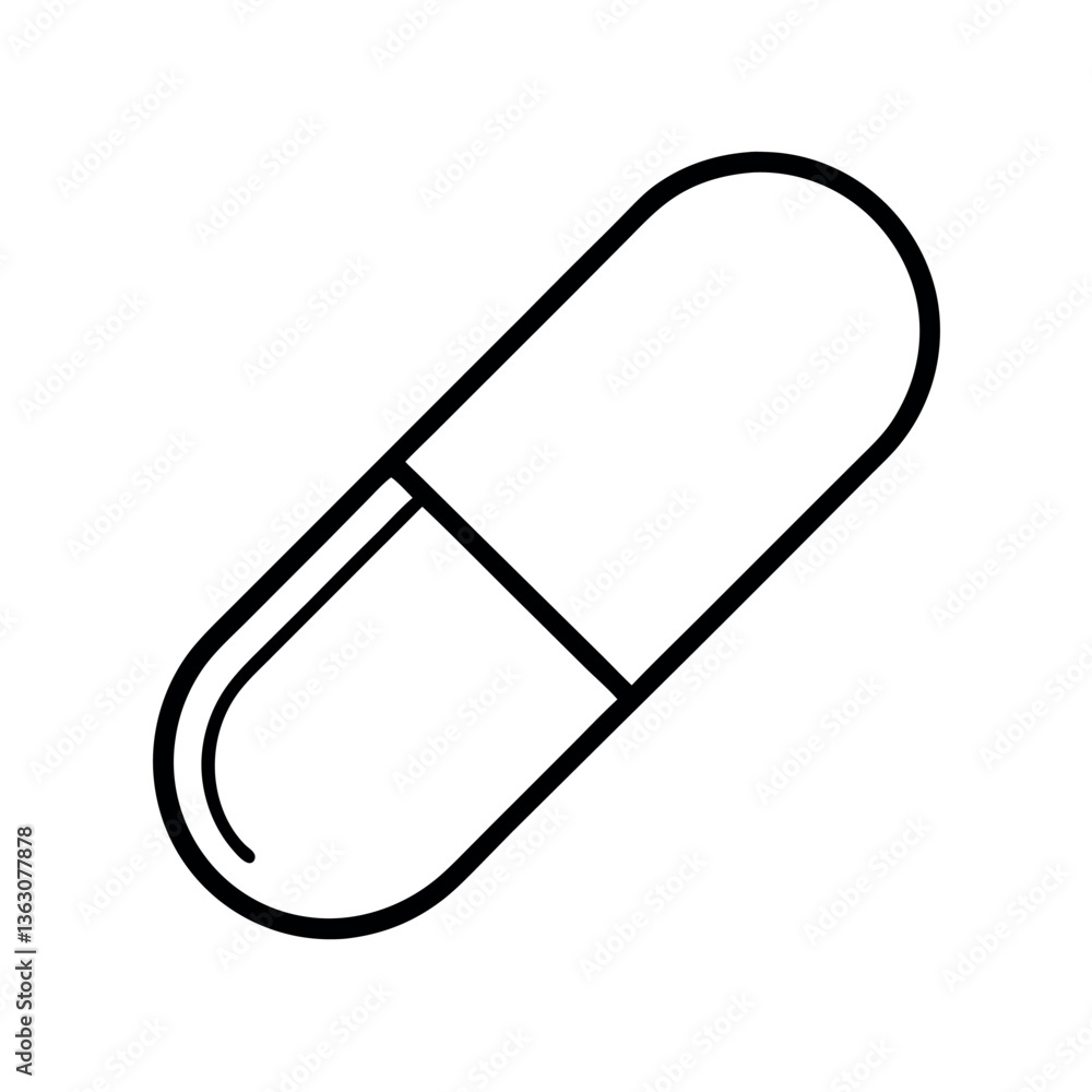 Simple Line Art Illustration of a Capsule Simple Line Art Illustration of a Capsule