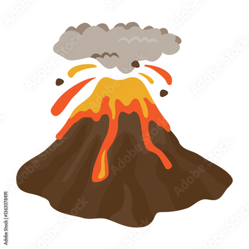 Erupting Volcano Icon Vector Design