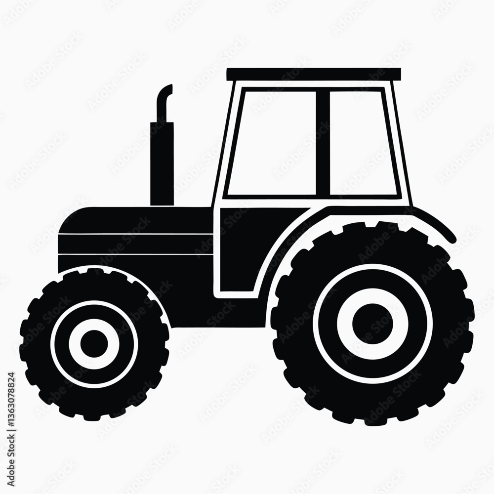 Obraz premium tractor silhouette vector illustration, Tractor icon, Vector art, white background.
