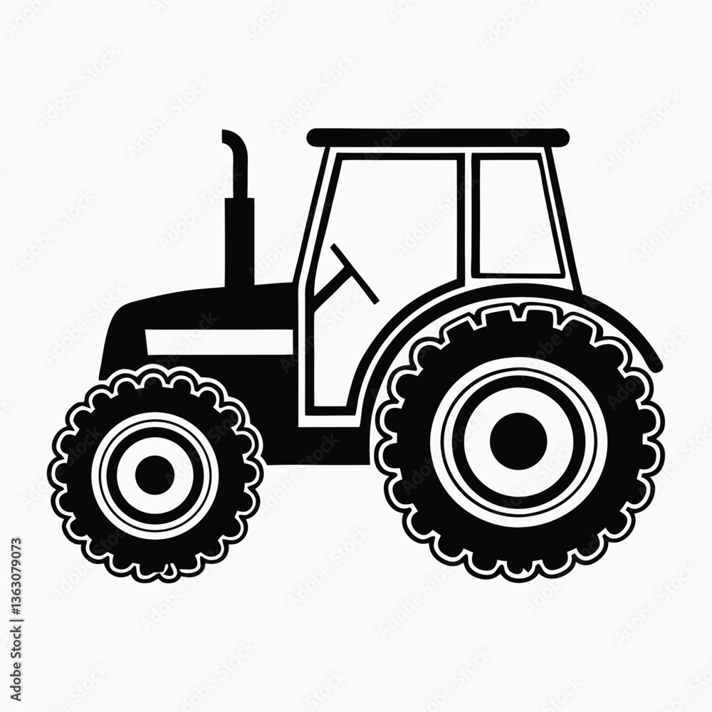 Obraz premium tractor silhouette vector illustration, Tractor icon, Vector art, white background.