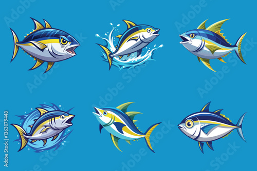 Tuna Fish Designs Ocean Wildlife, Tuna Fish Vector Illustration, Vector Illustration Of  Tuna Fish