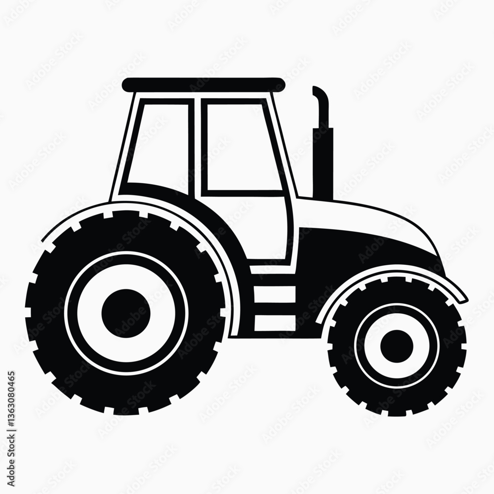 Obraz premium tractor silhouette vector illustration, Tractor icon, Vector art, white background.