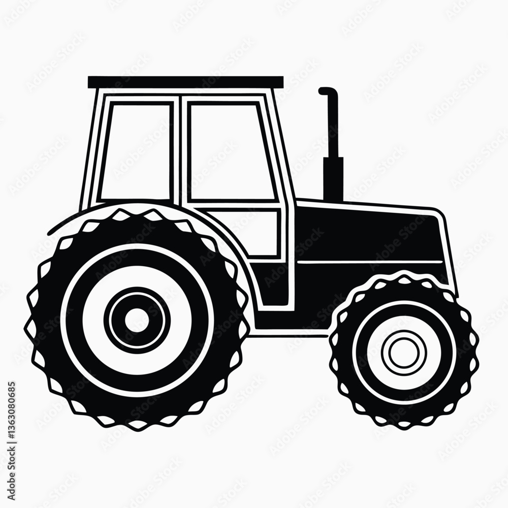 Obraz premium tractor silhouette vector illustration, Tractor icon, Vector art, white background.