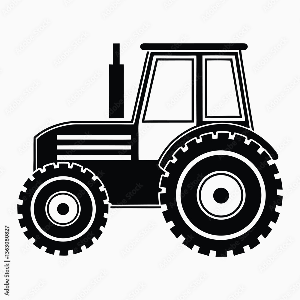 tractor silhouette vector illustration, Tractor icon, Vector art, white background. tractor silhouette vector illustration, Tractor icon, Vector art, white background.