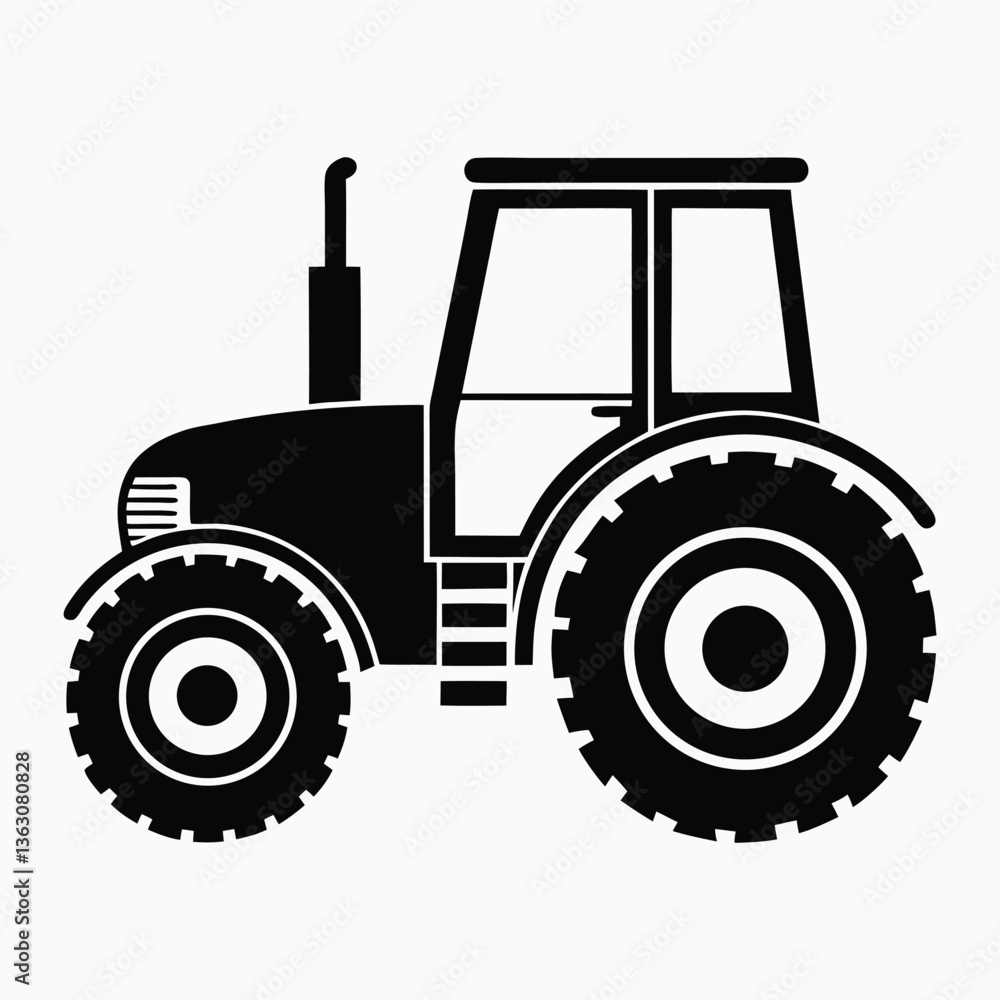 Obraz premium tractor silhouette vector illustration, Tractor icon, Vector art, white background.