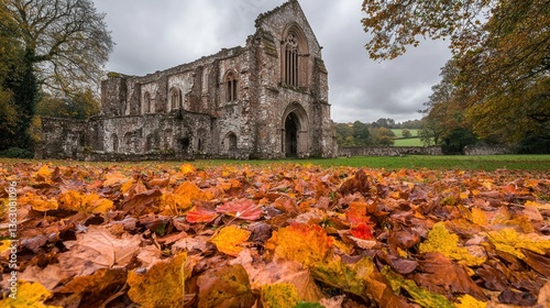 Autumnal Abbey Ruins: A Serene Autumn Scene at Netley Abbey