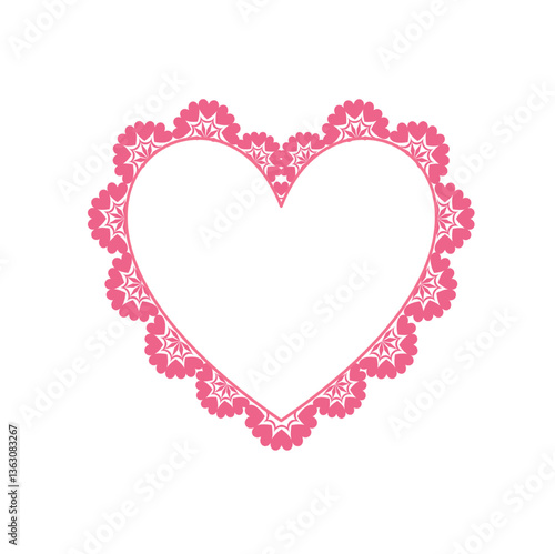 pink heart border on white background