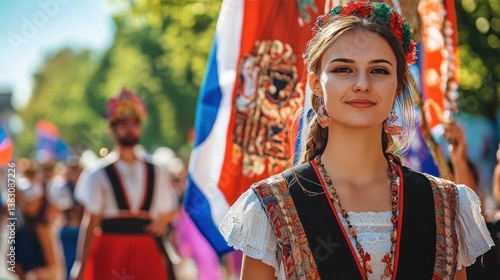 Wallpaper Mural Portrait of a young woman in traditional dress at a cultural parade Torontodigital.ca